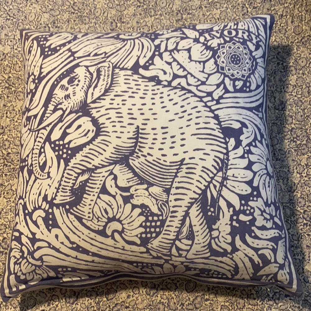 Blue & ivory Elephant throw pillow